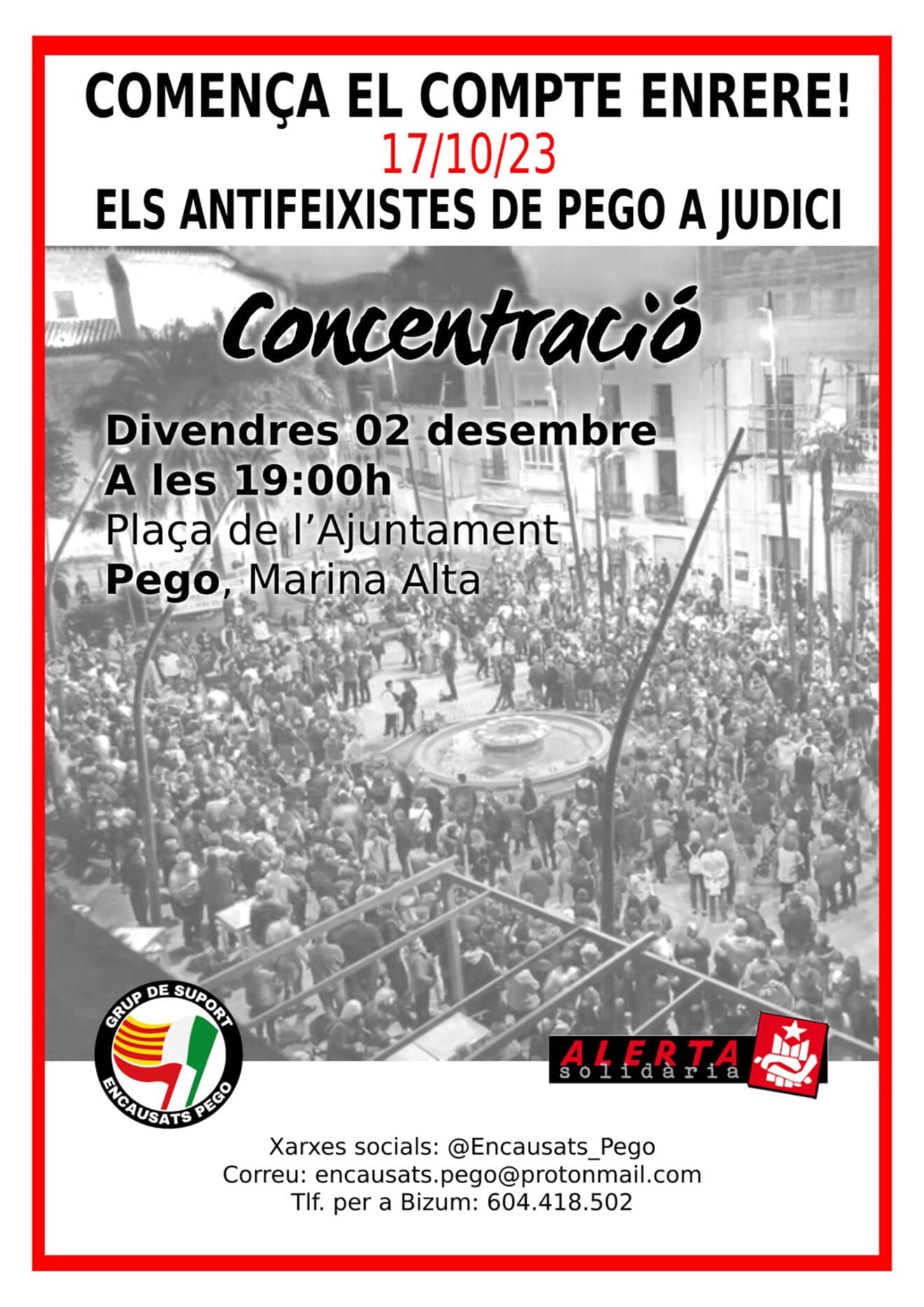 Cartel de la concentración en Pego