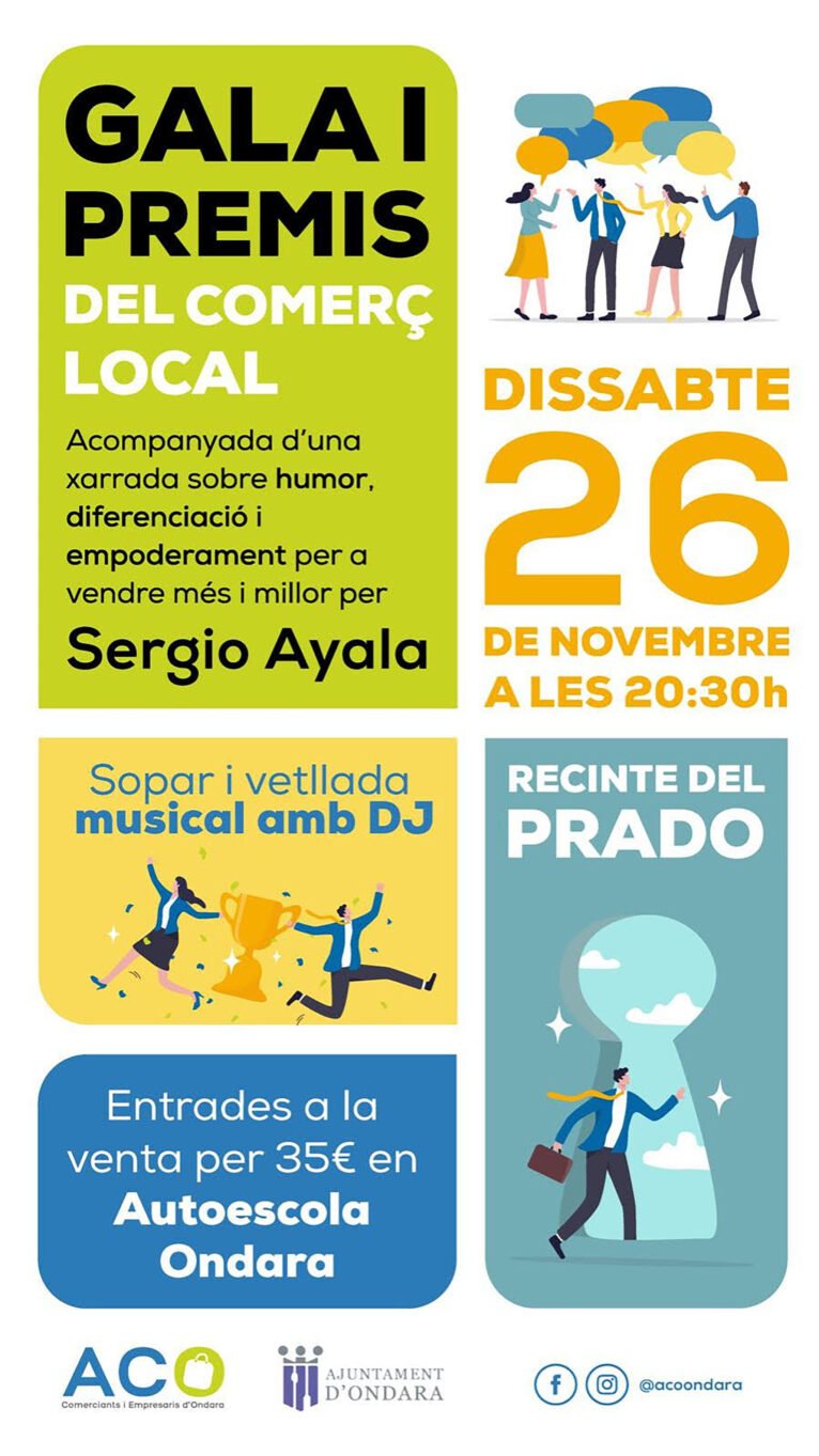 Cartel de la I Gala del Comercio Local en Ondara