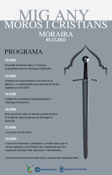 Cartel del programa de actos del Mig any de Moros y Cristianos 2022 Moraira