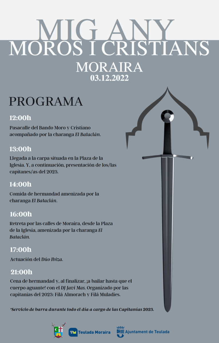 Cartel del programa de actos del Mig any de Moros y Cristianos 2022 Moraira