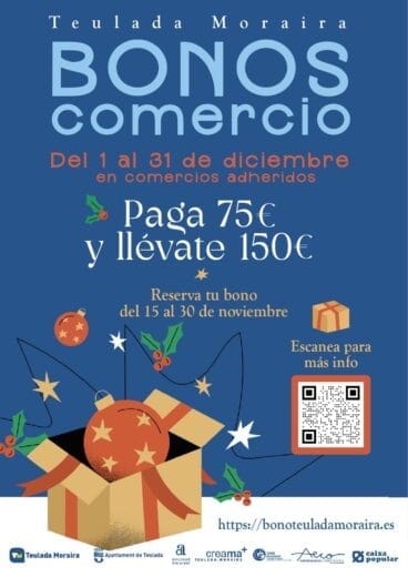 Cartel Bonos comercio Teulada Moraira