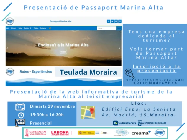 Imagen: Invitación de la presentación del Passaport Marina Alta en Teulada Moraira