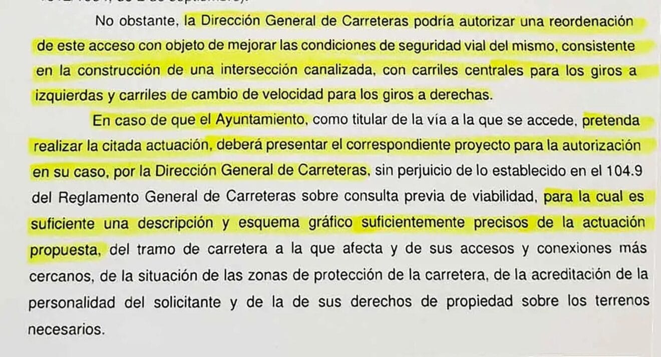 Carta de respuesta de la Unidad de Carreteras de la provincia de Alicante al PSOE Calp