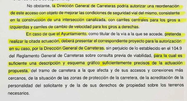 Imagen: Carta de respuesta de la Unidad de Carreteras de la provincia de Alicante al PSOE Calp