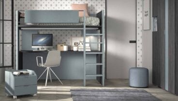 Dormitorio juvenil con litera y escritorio