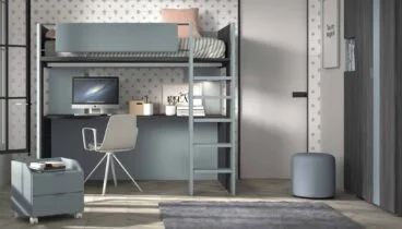 Dormitorio juvenil con litera y escritorio