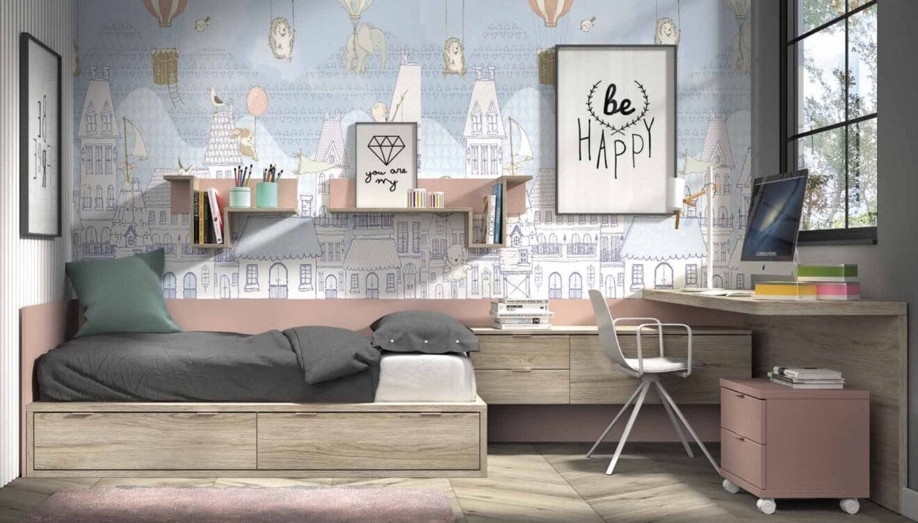 Habitación juvenil con toques divertidos llenos de color