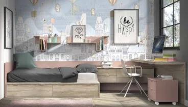 Habitación juvenil con toques divertidos llenos de color