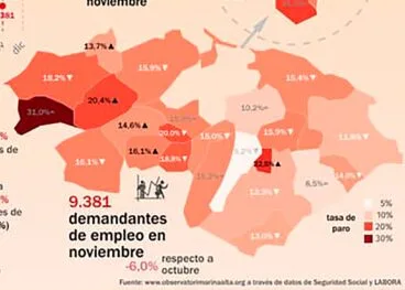 mapa de demandantes de empleo en noviembre 2022 observatori marina alta