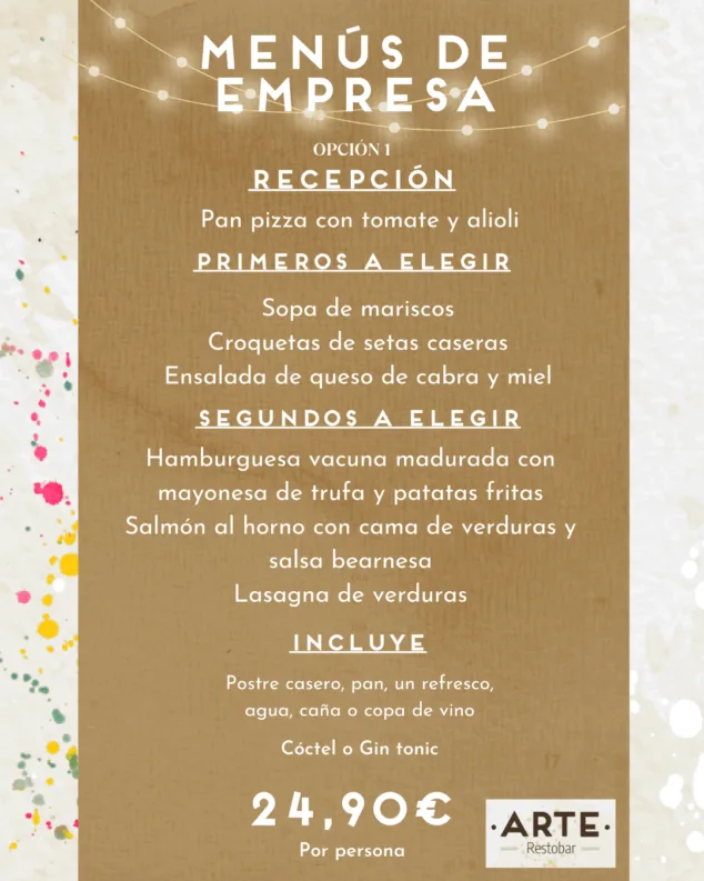menu de empresa 1 en arte restobar