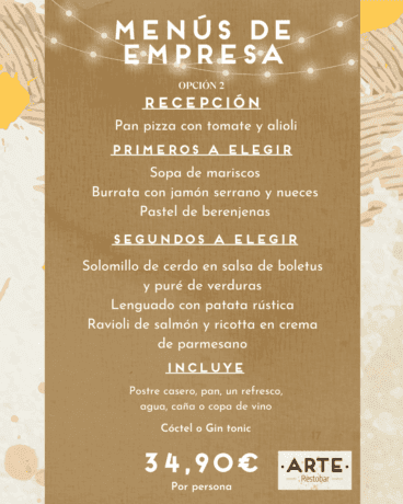 Menú de empresa 2 en Arte Restobar