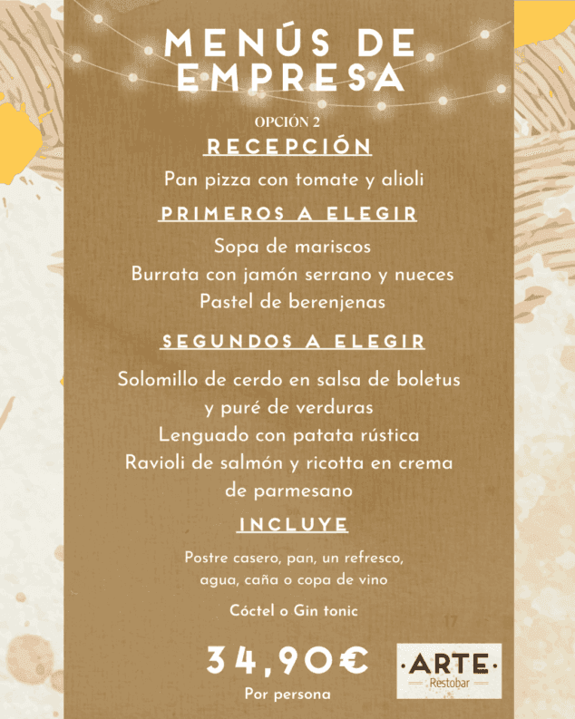 menu de empresa 2 en arte restobar