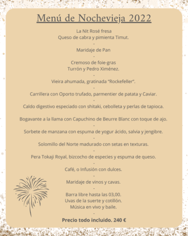 Menú de Nochevieja 2022 de Restaurante Puerto Blanco