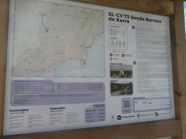 Imagen: Panel informativo instalado sobre la Senda Barranc de la Xurra de Teulada Moraira