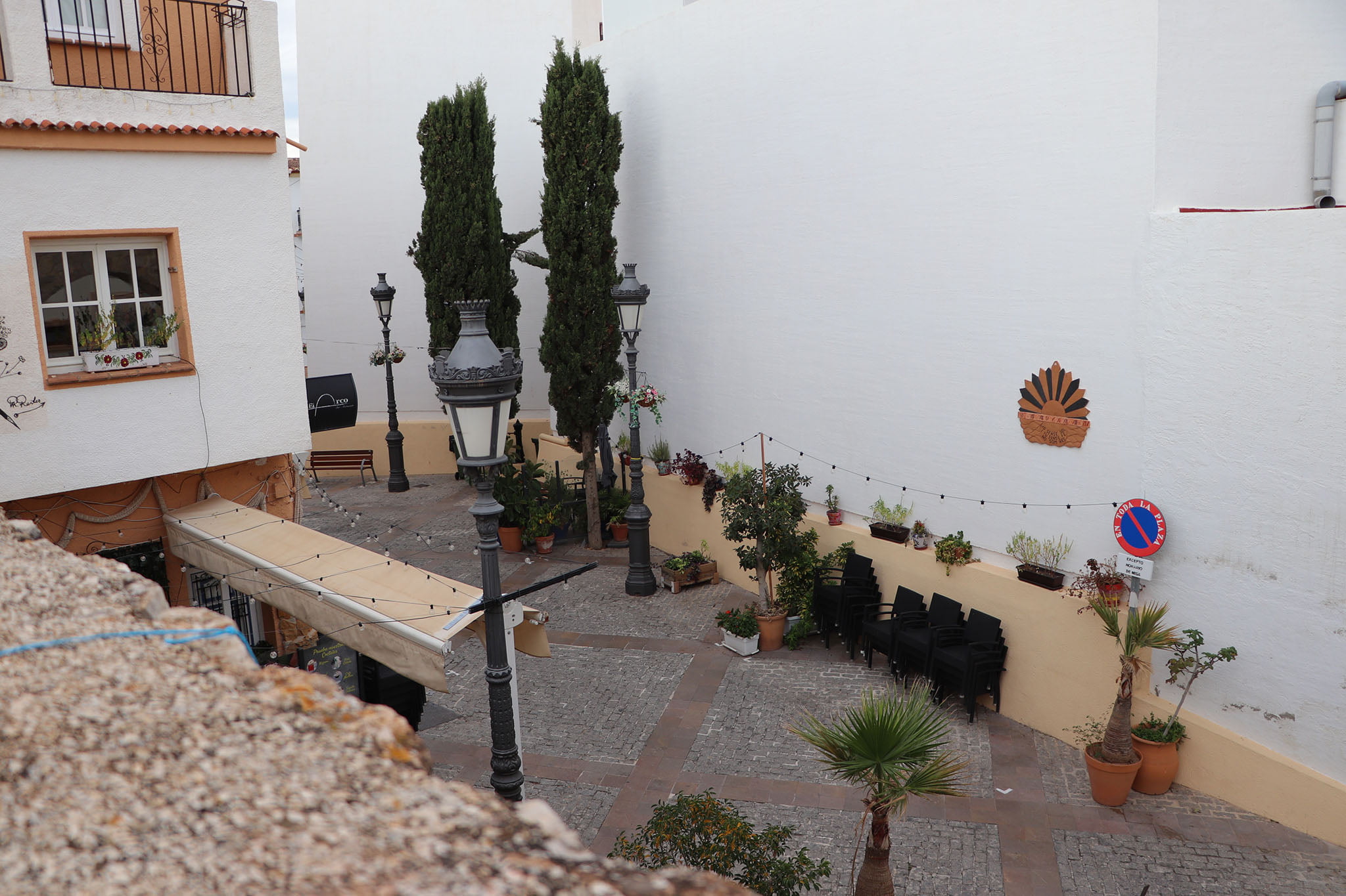 Parte de la plaça de la Villa desde arriba del Torreó de la Peça