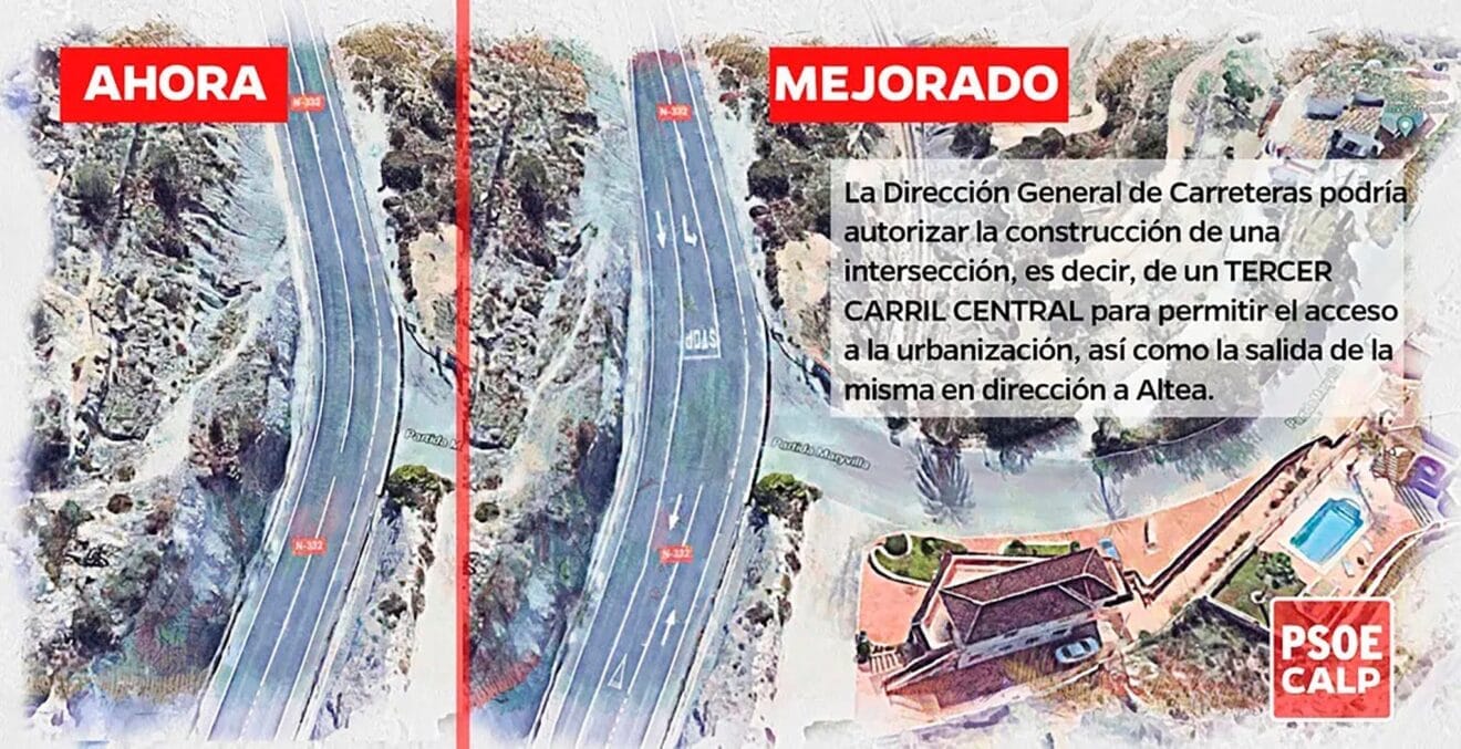 Plan socialista de mejora de acceso a la urbanización Maryvilla de Calp