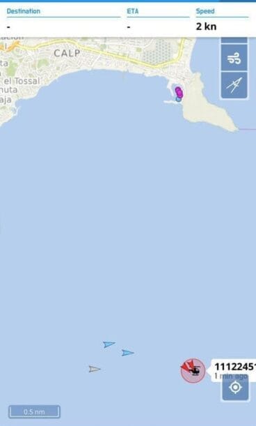 Punto exacto donde se ha encontrado al marinero desaparecido