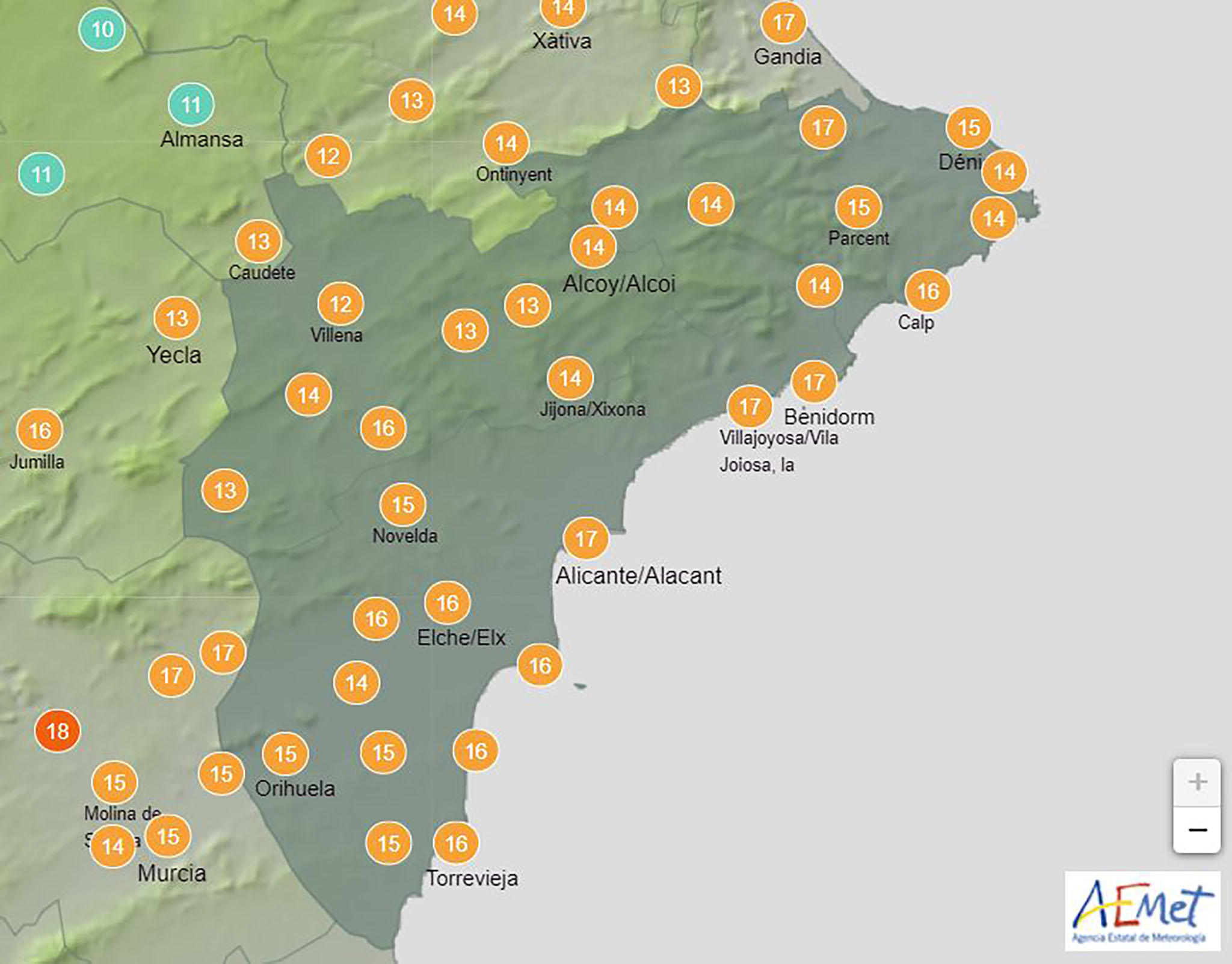 Temperaturas en Alicante en la noche del 24 de diciembre – AEMET