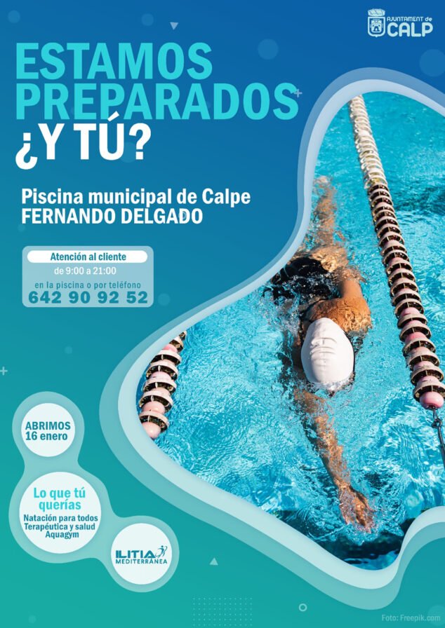 Imagen: Cartel de apertura de la piscina municipal de Calp