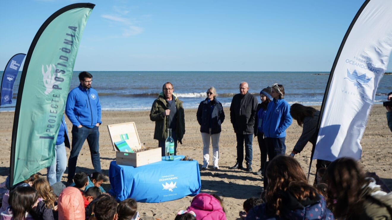 Durante la presentación del 'Missatge en una botella'