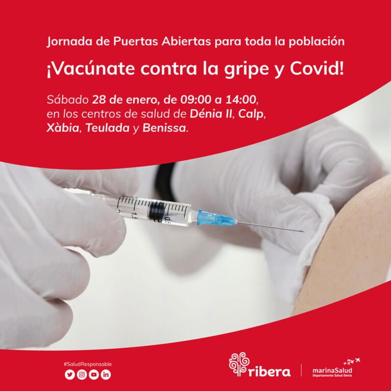 Jornada de puertas abiertas para vacunarse contra la gripe y COVID en Dénia, Xàbia, Calp, Benissa y Teulada