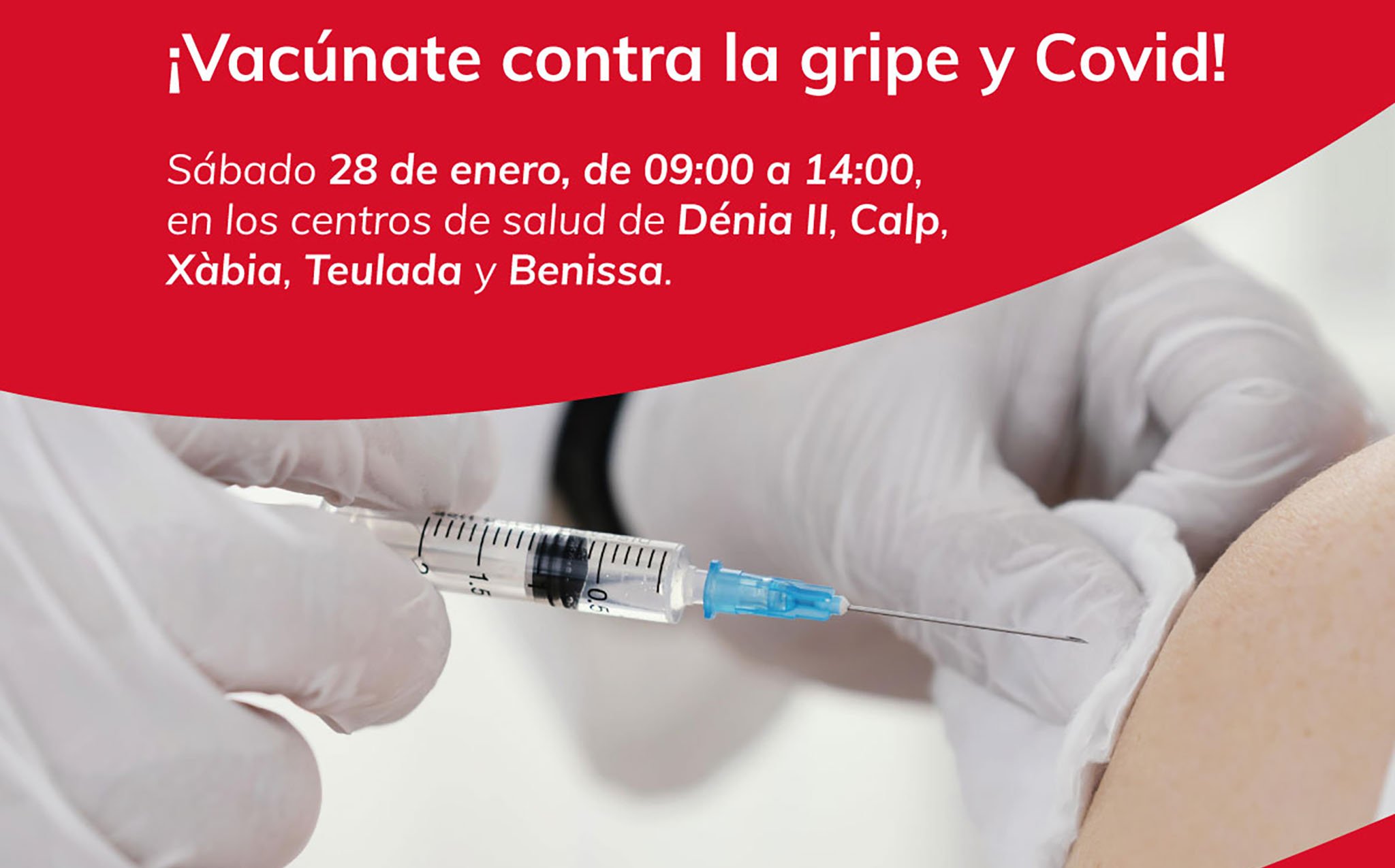 Jornada de puertas abiertas para vacunarse contra la gripe y la COVID en Dénia, Xàbia, Calp, Benissa y Teulada