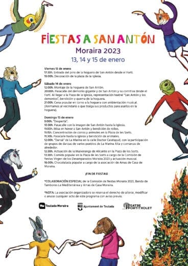 Programación Sant Antoni Moraira 2023 en castellano
