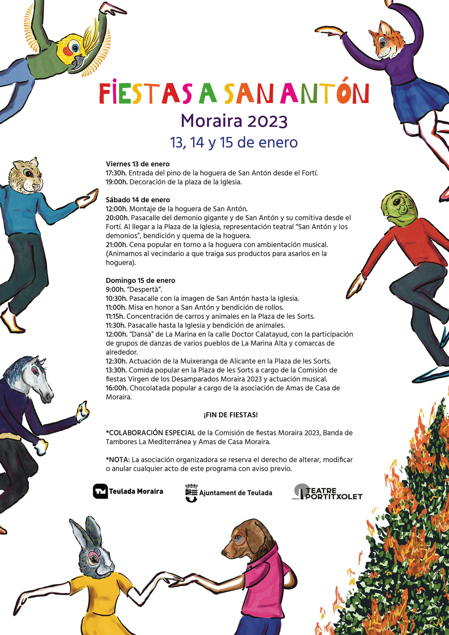Programación Sant Antoni Moraira 2023 en castellano