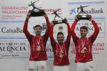 Puchol II, Santi y Carlos, campeones de la ‘Lliga CaixaBank’ de escala i corda 2022 como componentes del equipo de la Pobla de Vallbona