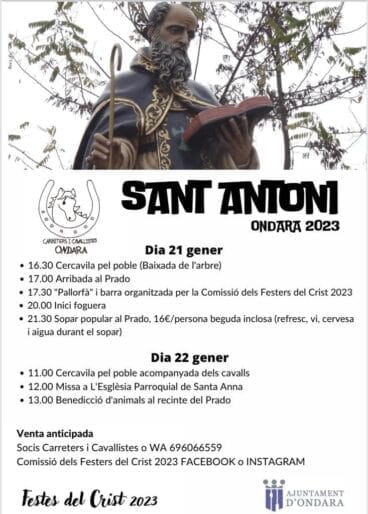 Programación de Sant Antoni 2023 Ondara