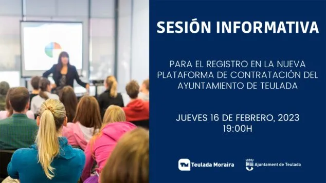 Teulada-Moraira hará una sesión informativa sobre el registro en la nueva plataforma de contratación 1 Imagen: Cartel de la sesión informativa