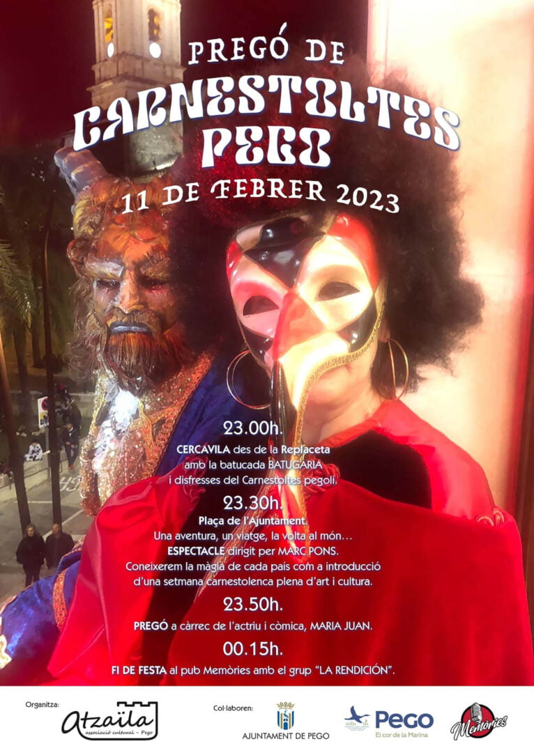 Cartel del pregón del Carnestoltes de Pego en 2023