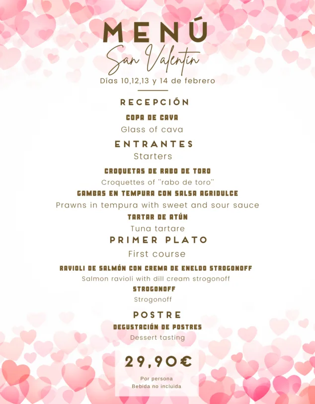 Imagen: Menú de San Valentín Arte Restobar