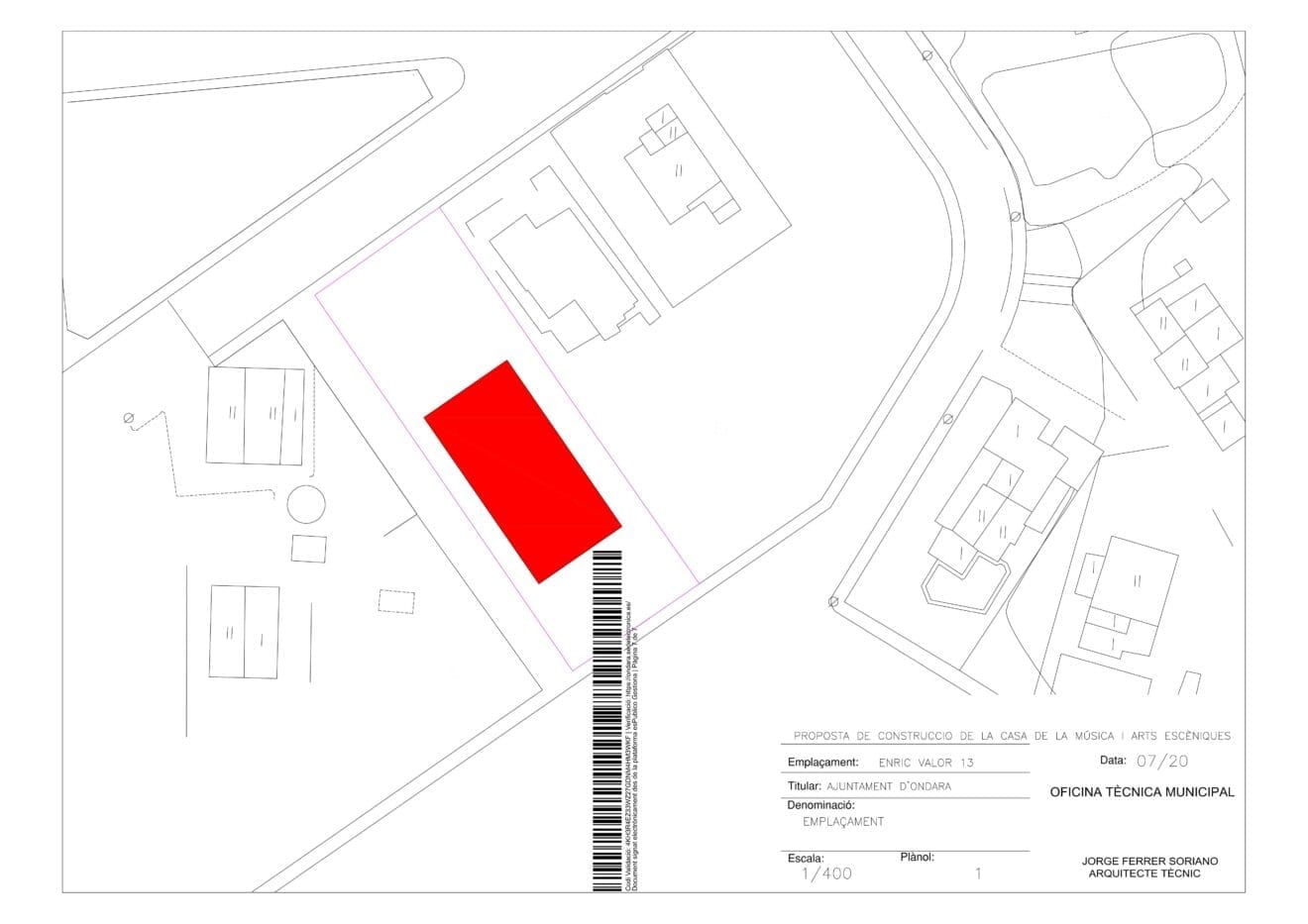 Plano de la construcción de la Casa de la Música de Ondara