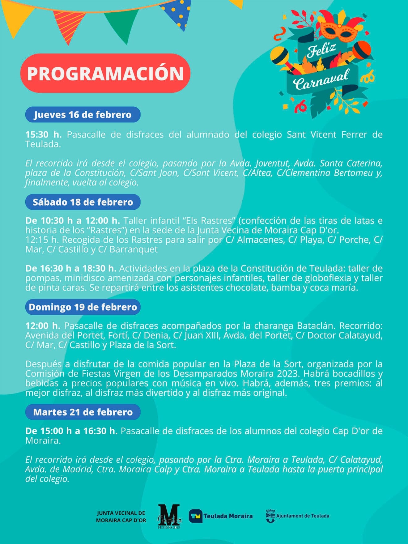 Programación del Carnaval de Teulada Moraira 2023