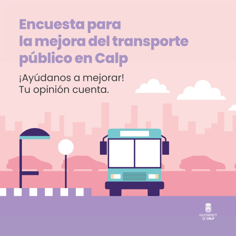 Cartel de la encuesta sobre el transporte público en Calp