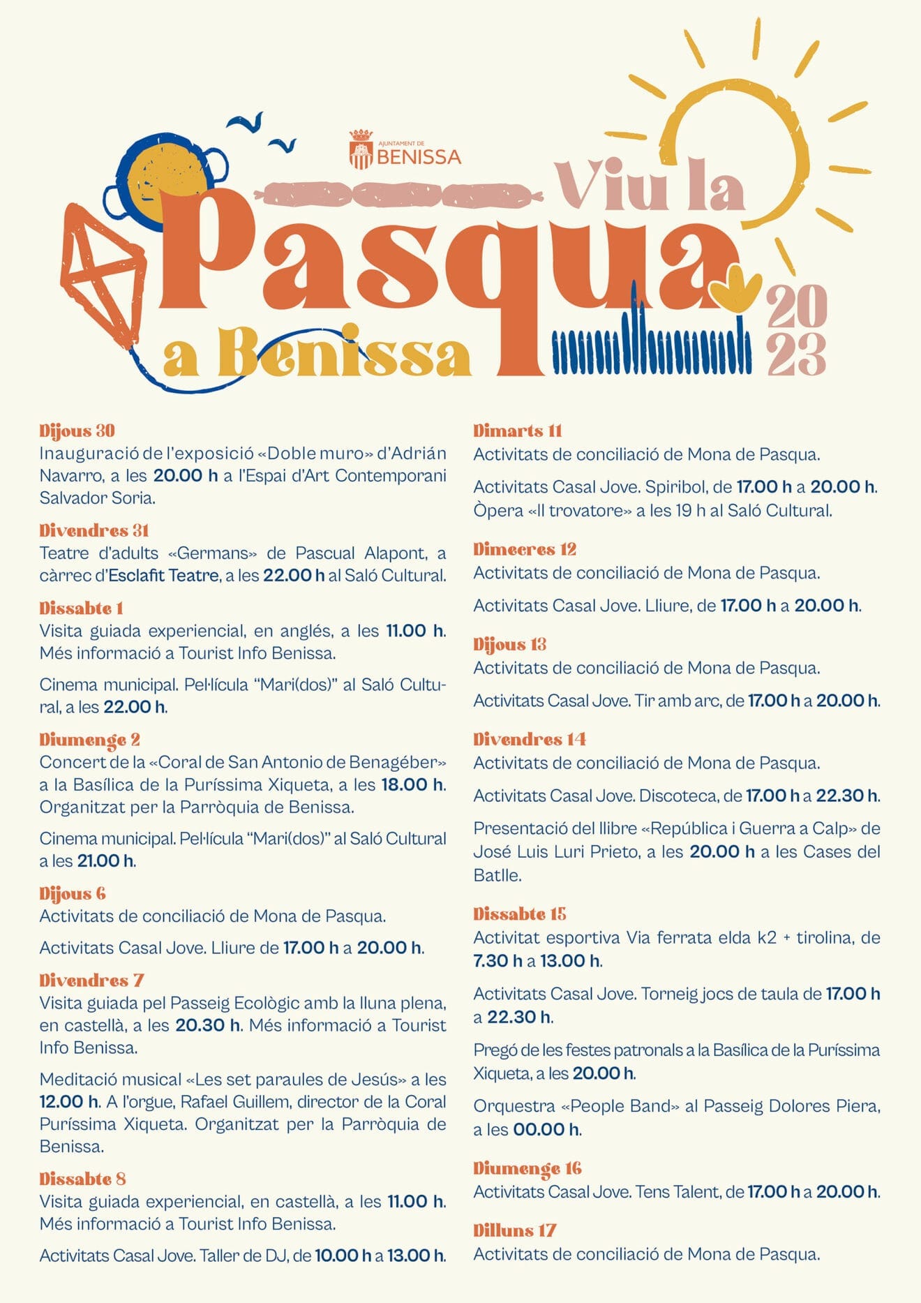 Programación de Viu la Pasqua 2023 en Benissa (valencià)
