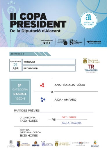Cartel de la Copa President de la Diputació d’Alacant en Pedreguer