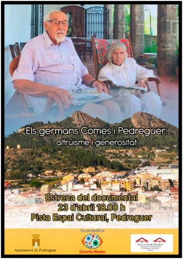 Cartel del estreno del documental ‘Els germans Comes i Pedreguer, altruisme i generositat’