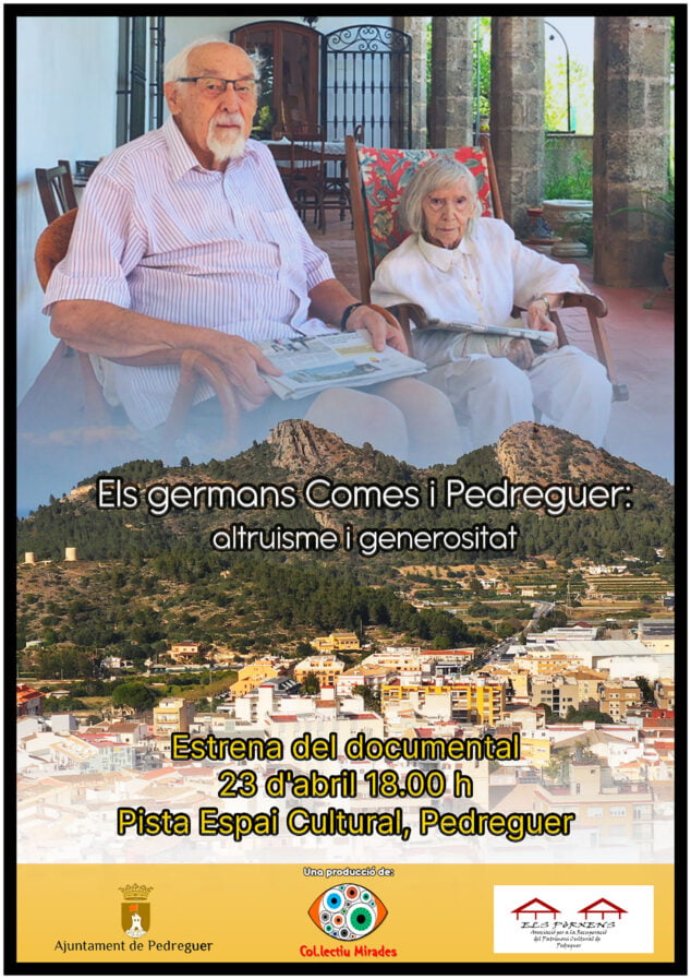 Imagen: Cartel del estreno del documental 'Els germans Comes i Pedreguer, altruisme i generositat'