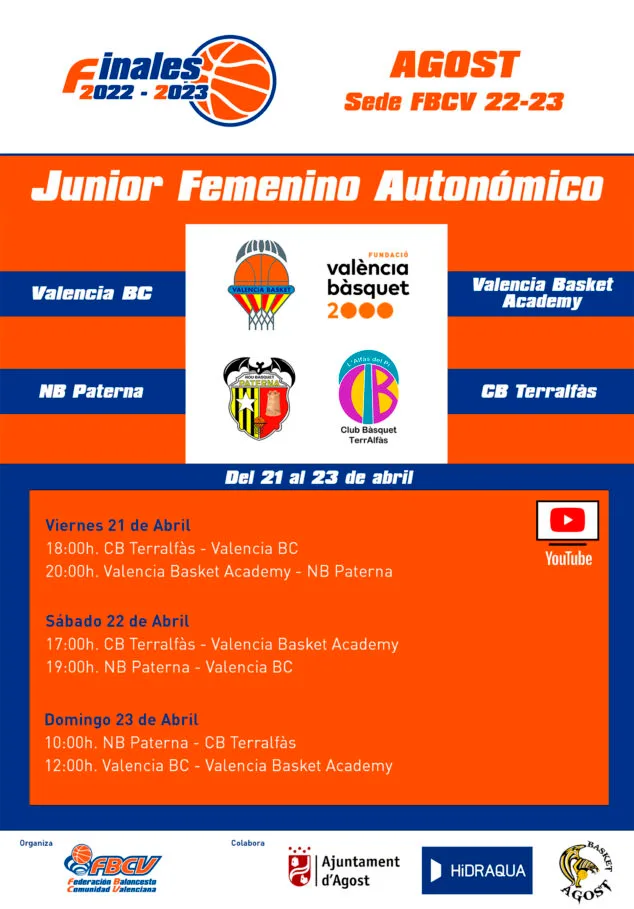cartel fase final junior femenino autonomico de baloncesto 2023