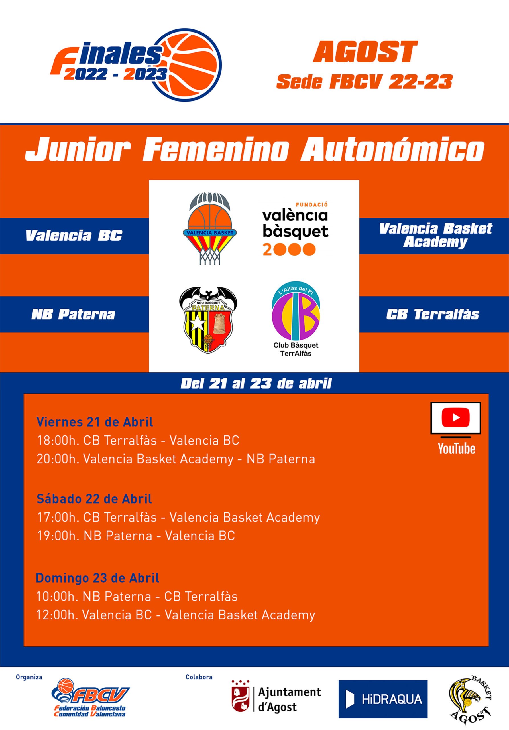 Cartel Fase Final Junior Femenino Autonómico de baloncesto 2023