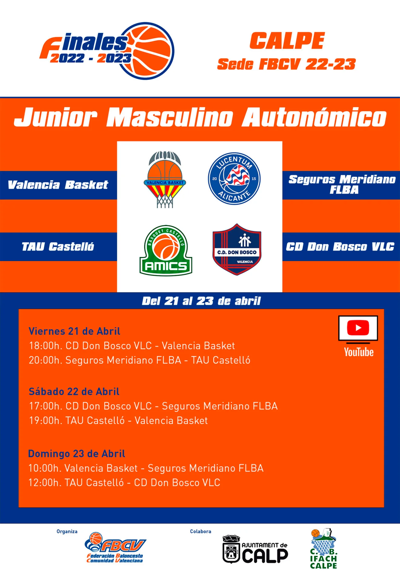 Cartel Fase Final Junior Masculino Autonómico de baloncesto 2023