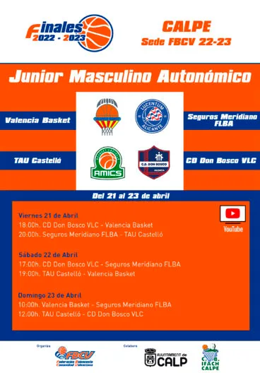 Cartel Fase Final Junior Masculino Autonómico de baloncesto 2023
