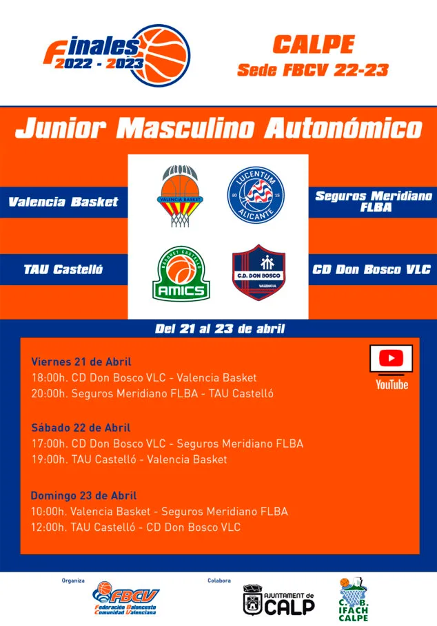 cartel fase final junior masculino autonomico de baloncesto 2023