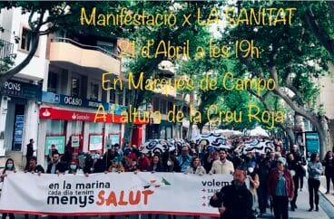 Cartel Manifestació x LA SANITAT de la marcha convocada por el comité de empresa de Marina Salud