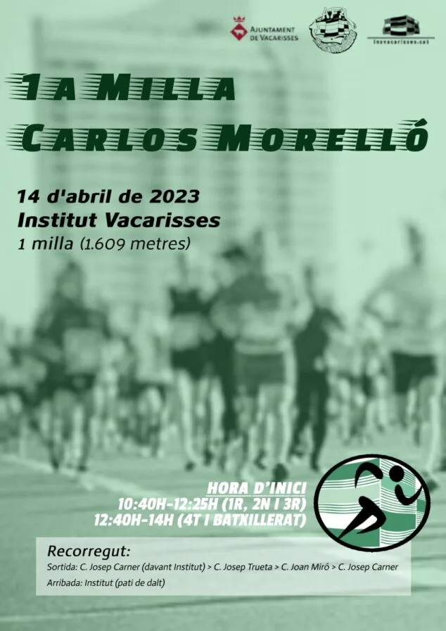 Imagen: Cartel 1ª Milla Carlos Morelló en l'Institut Vacarisses