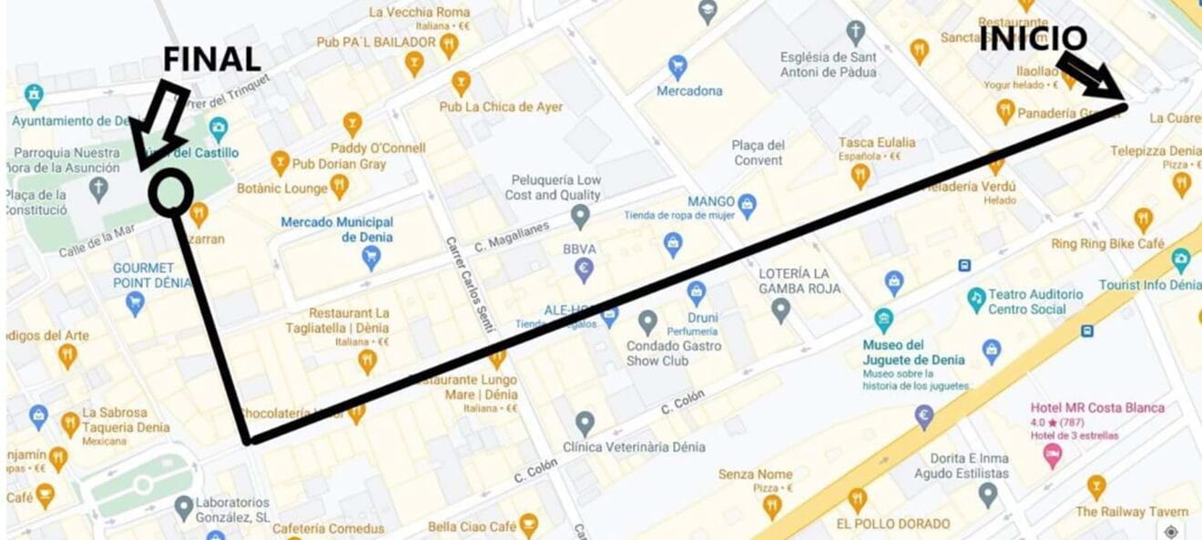 Recorrido marcado para la manifestación sanitaria en la Marina Alta el 21 de abril de 2021