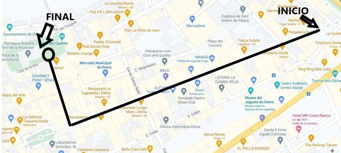 Recorrido marcado para la manifestación sanitaria en la Marina Alta el 21 de abril de 2021