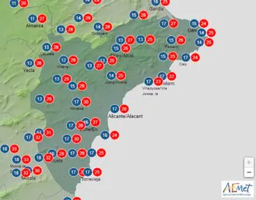 Temperaturas en Alicante (provincia) el domingo 30 de abril 2023 – AEMET
